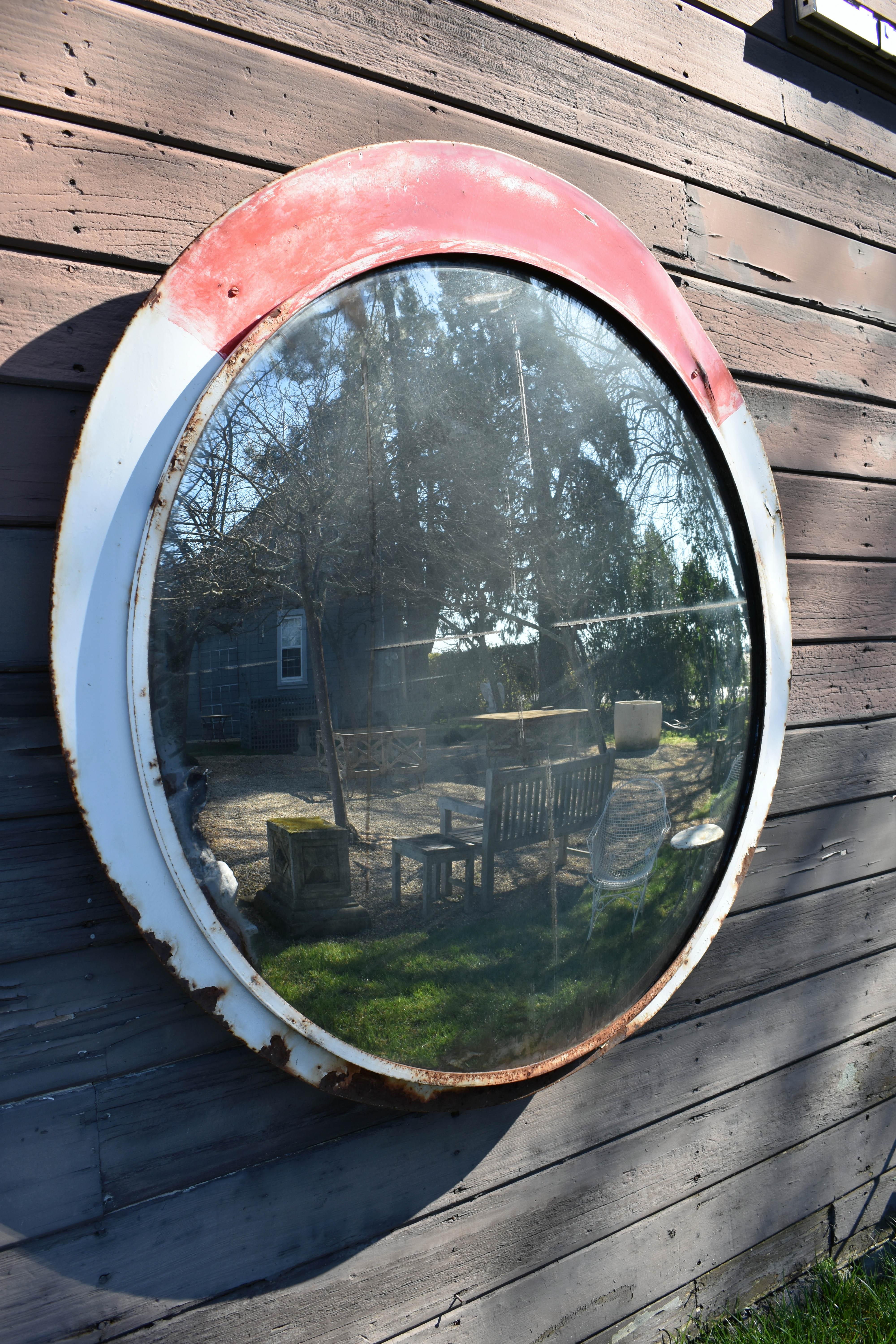 19th Century Convex Railway Mirror Industrial Size In Good Condition For Sale In Napa, CA