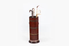19th Century, Coopered Oak & Brass-Bound Umbrella & Stick Stand