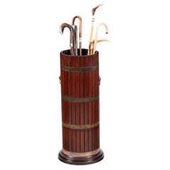 19th Century, Coopered Oak & Brass-Bound Umbrella & Stick Stand
