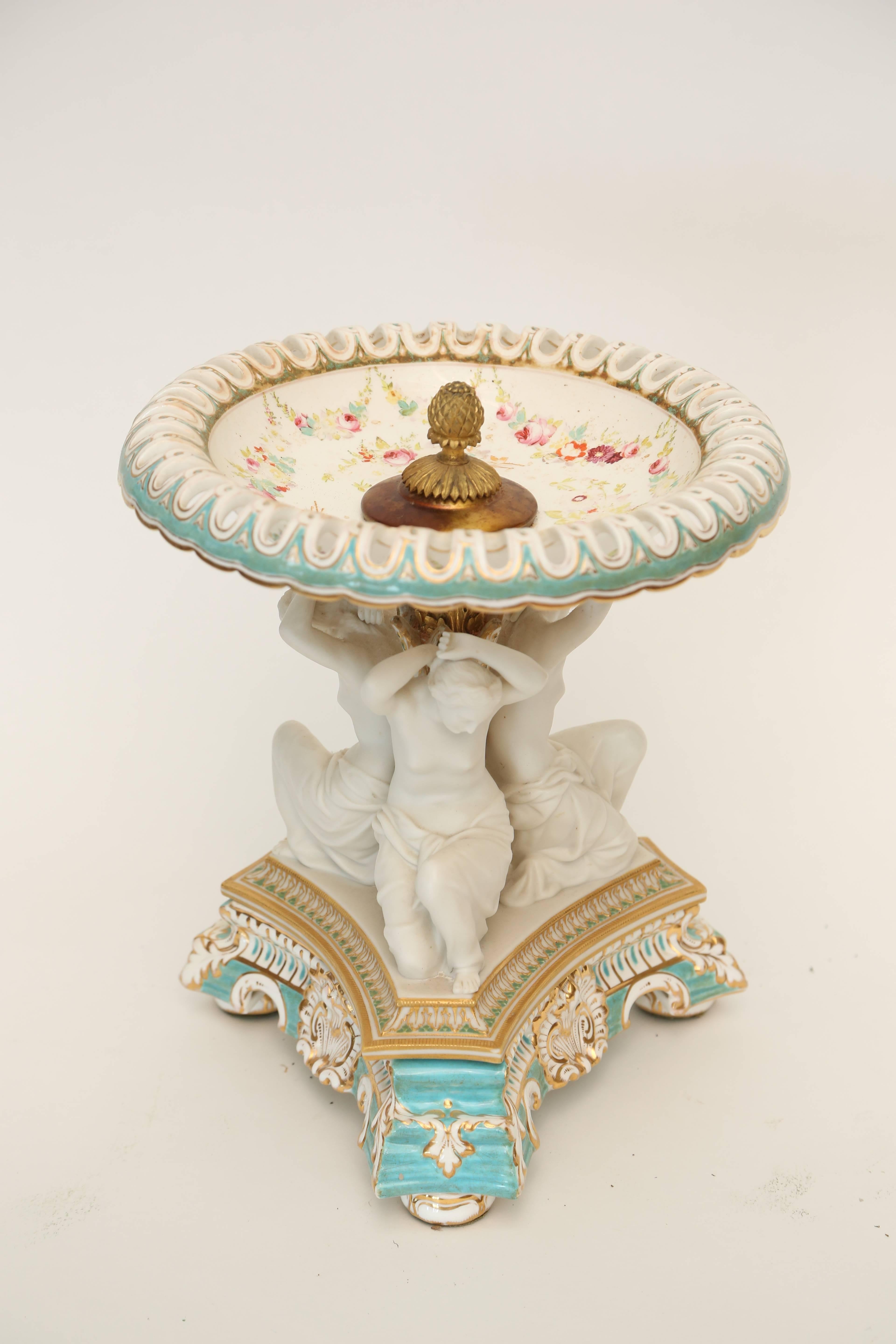 Rococo Revival 19th Century Copeland Porcelain Figural Tazza