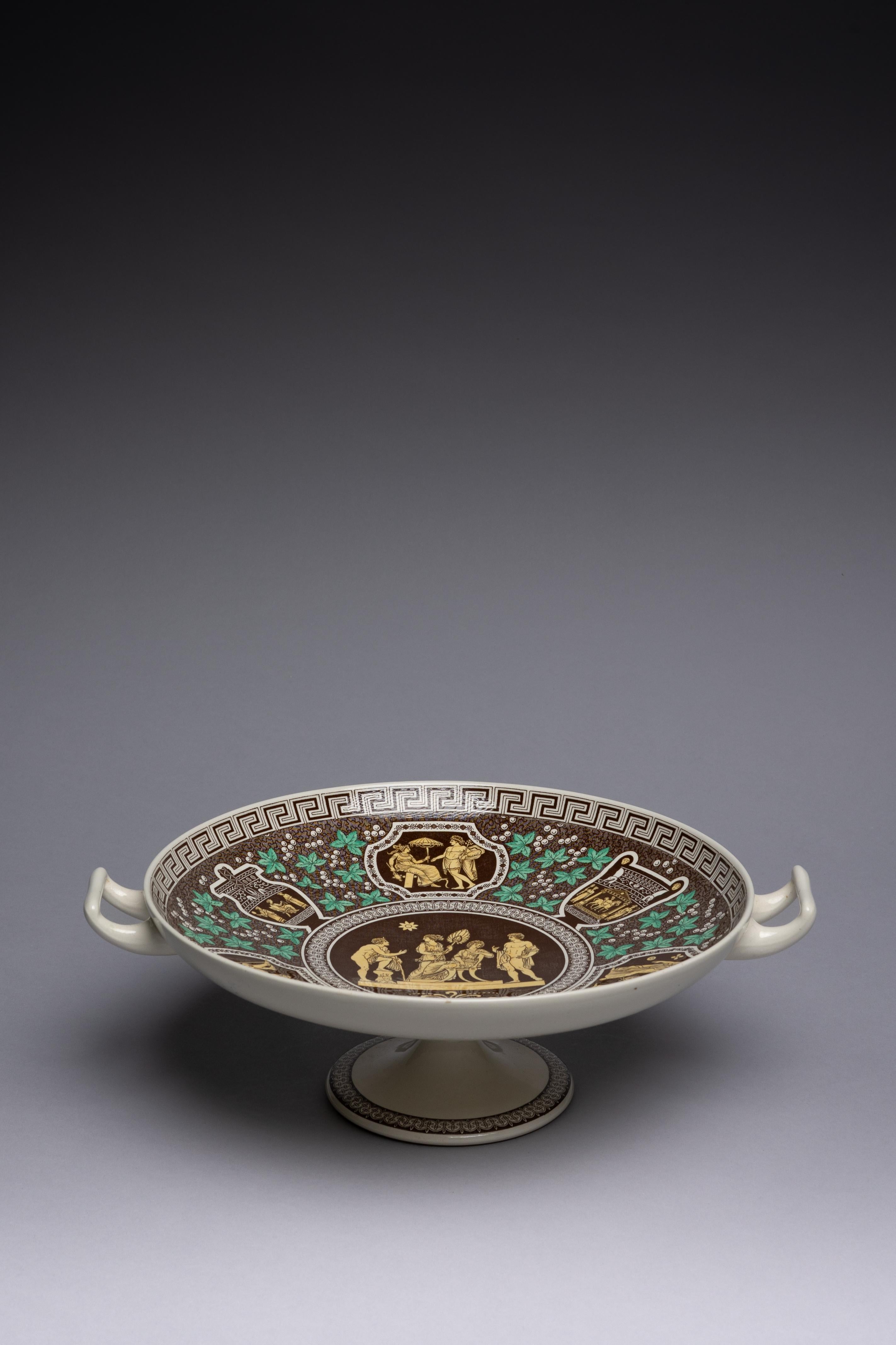 Assiette à gâteau ou tazza néoclassique aux couleurs vives, à motif 
