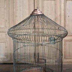 19th Century  French Wire Copper and Steel Birdcage