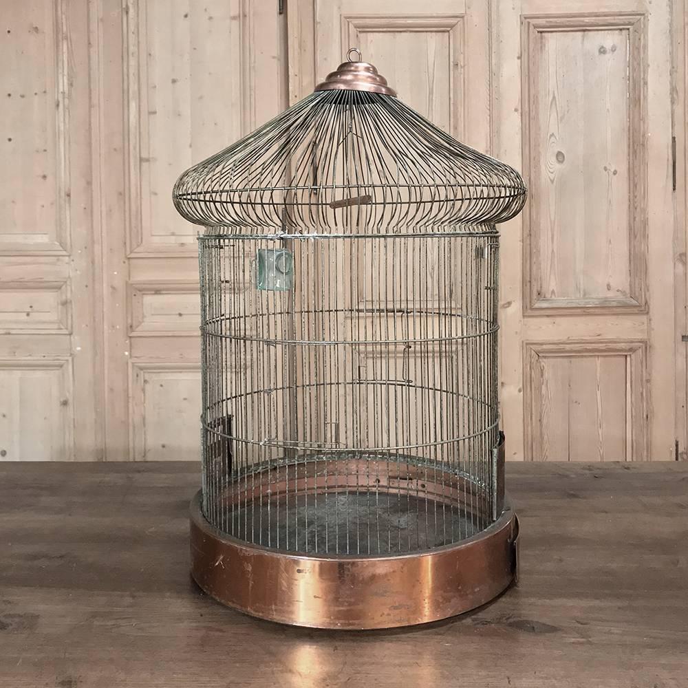 19th Century  French Wire Copper and Steel Birdcage In Good Condition In Dallas, TX