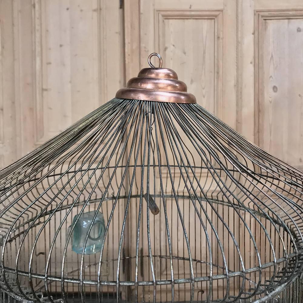 Late 19th Century 19th Century  French Wire Copper and Steel Birdcage
