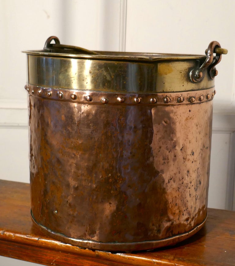 19th Century Copper and Brass Coal or Log Bucket at 1stDibs