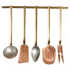 19th century Copper and Brass kitchen utensils