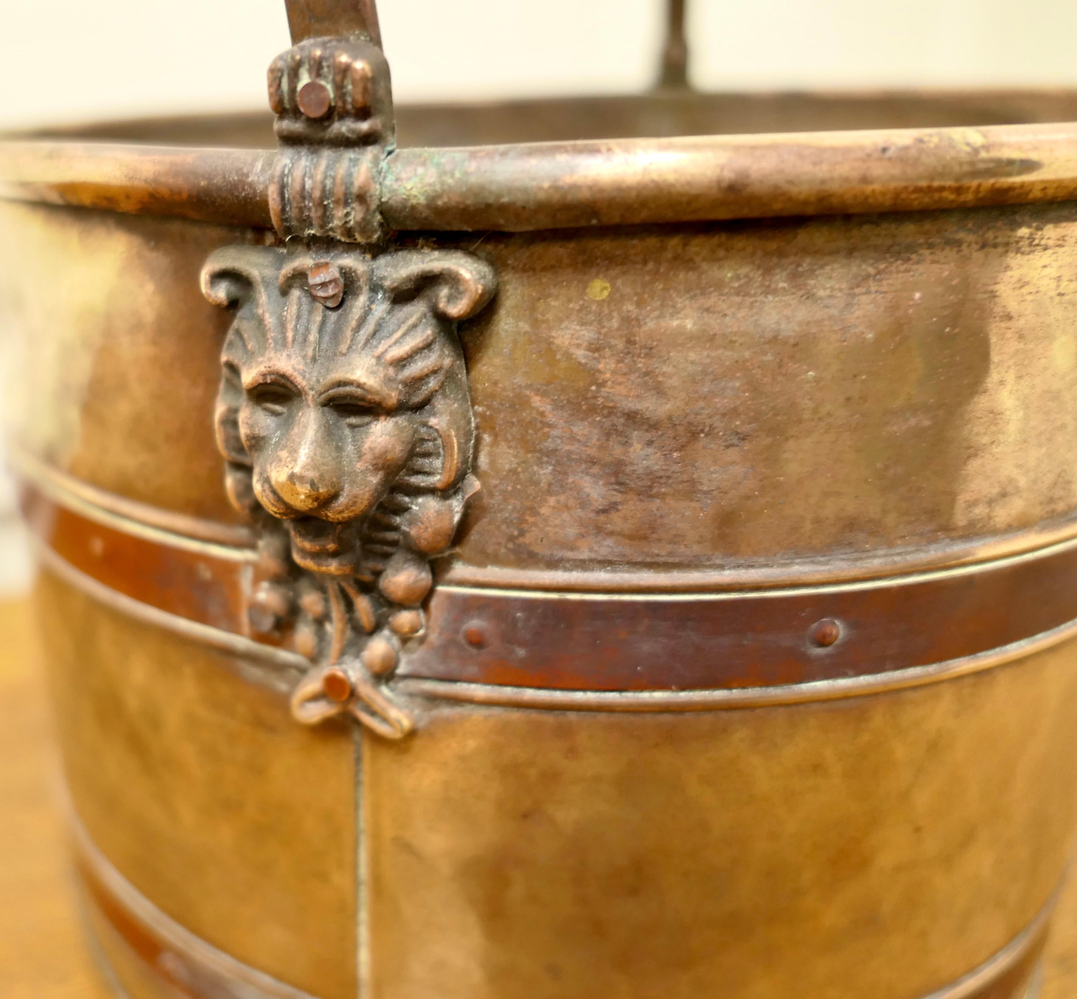 Aesthetic Movement 19th Century Copper and Brass Plant Pot Bucket or Wine Cooler For Sale