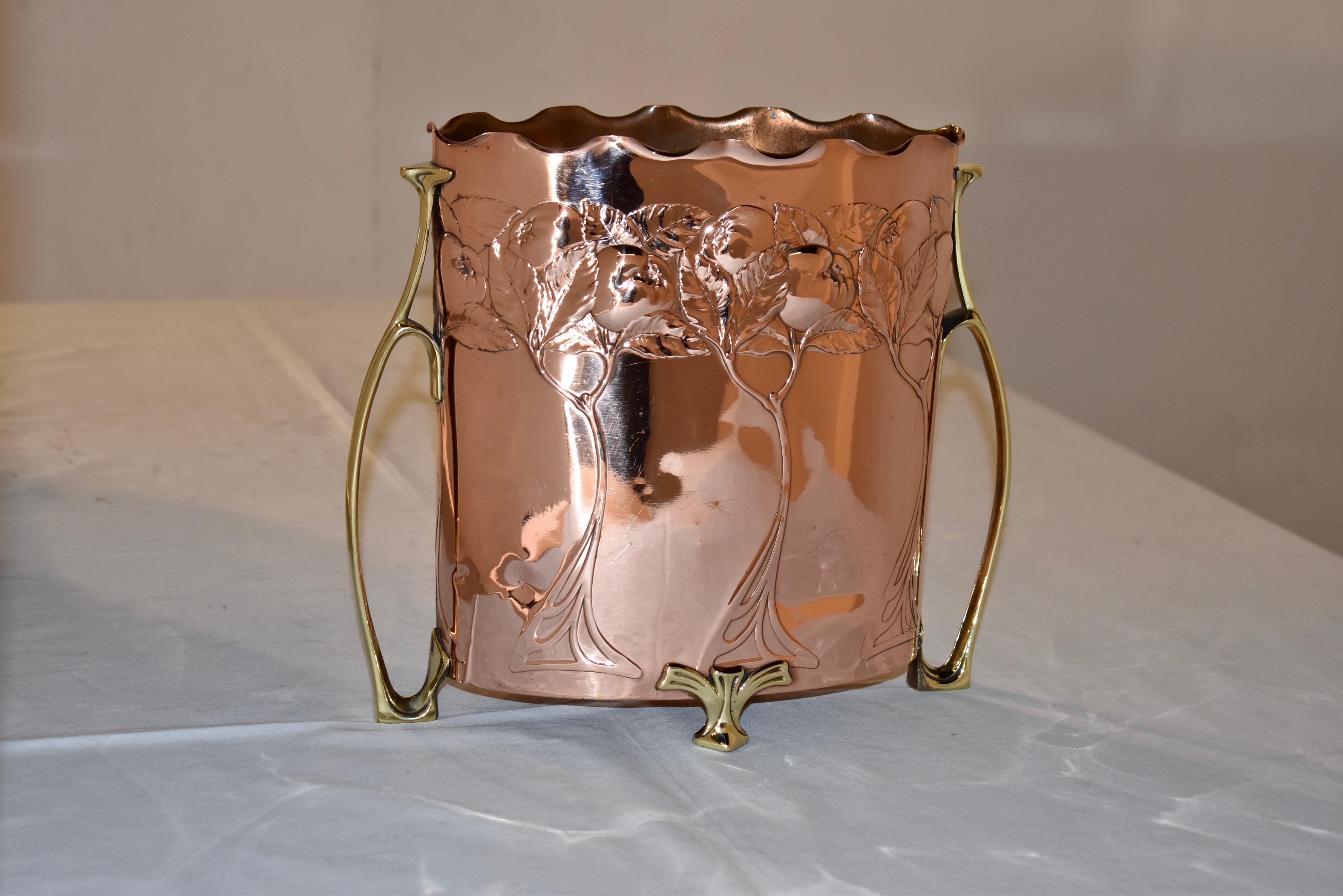 Art Nouveau 19th Century Copper and Brass Planter from France For Sale