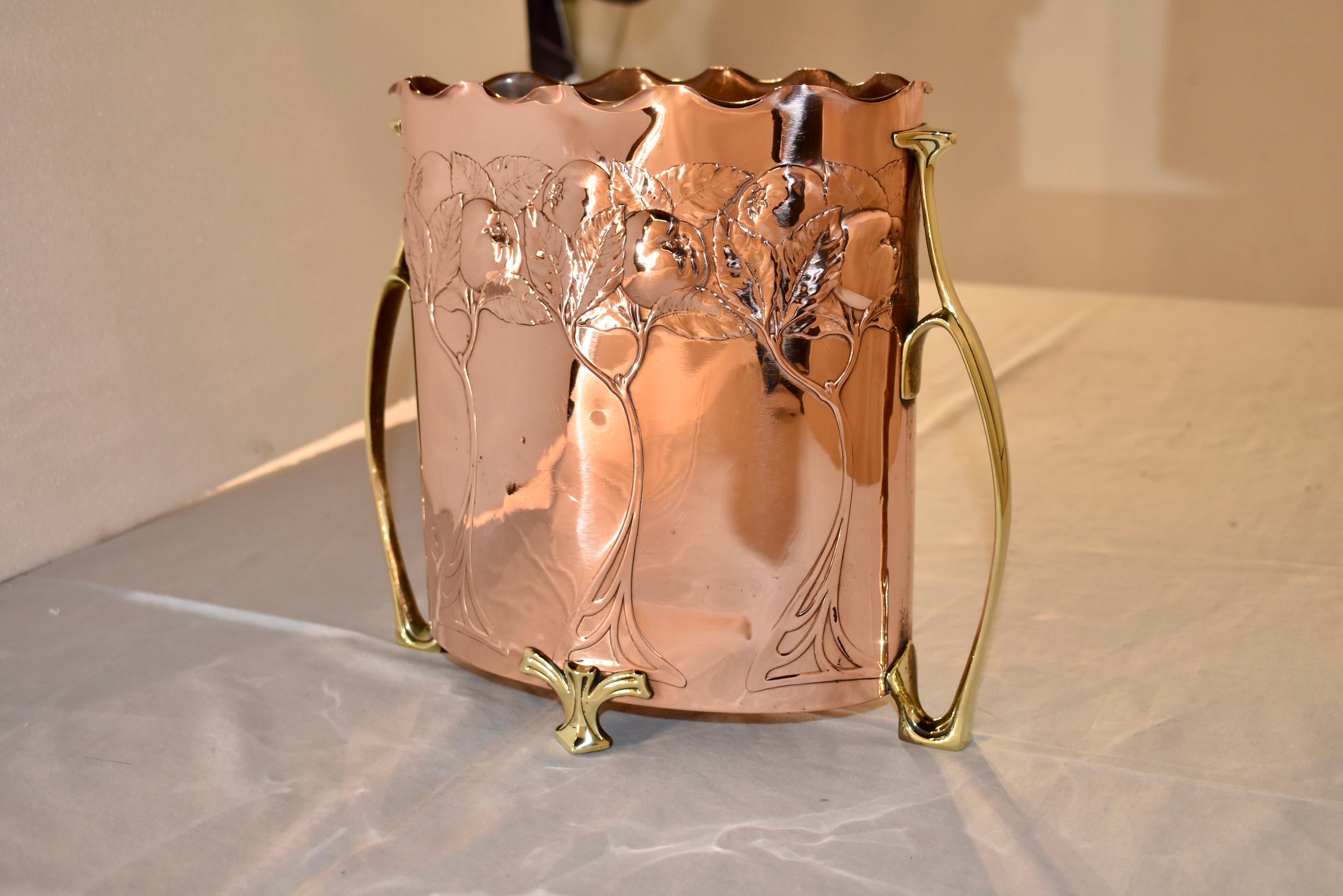 French 19th Century Copper and Brass Planter from France For Sale