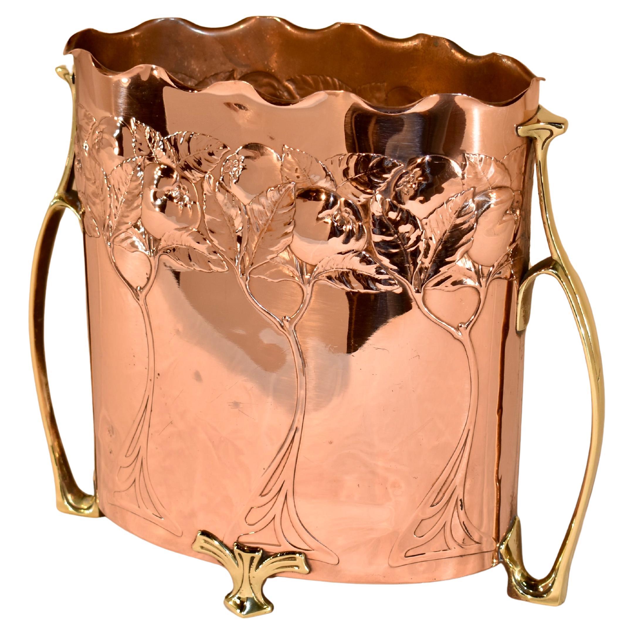 19th Century Copper and Brass Planter from France