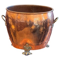Olla de cobre y latón del siglo XIX