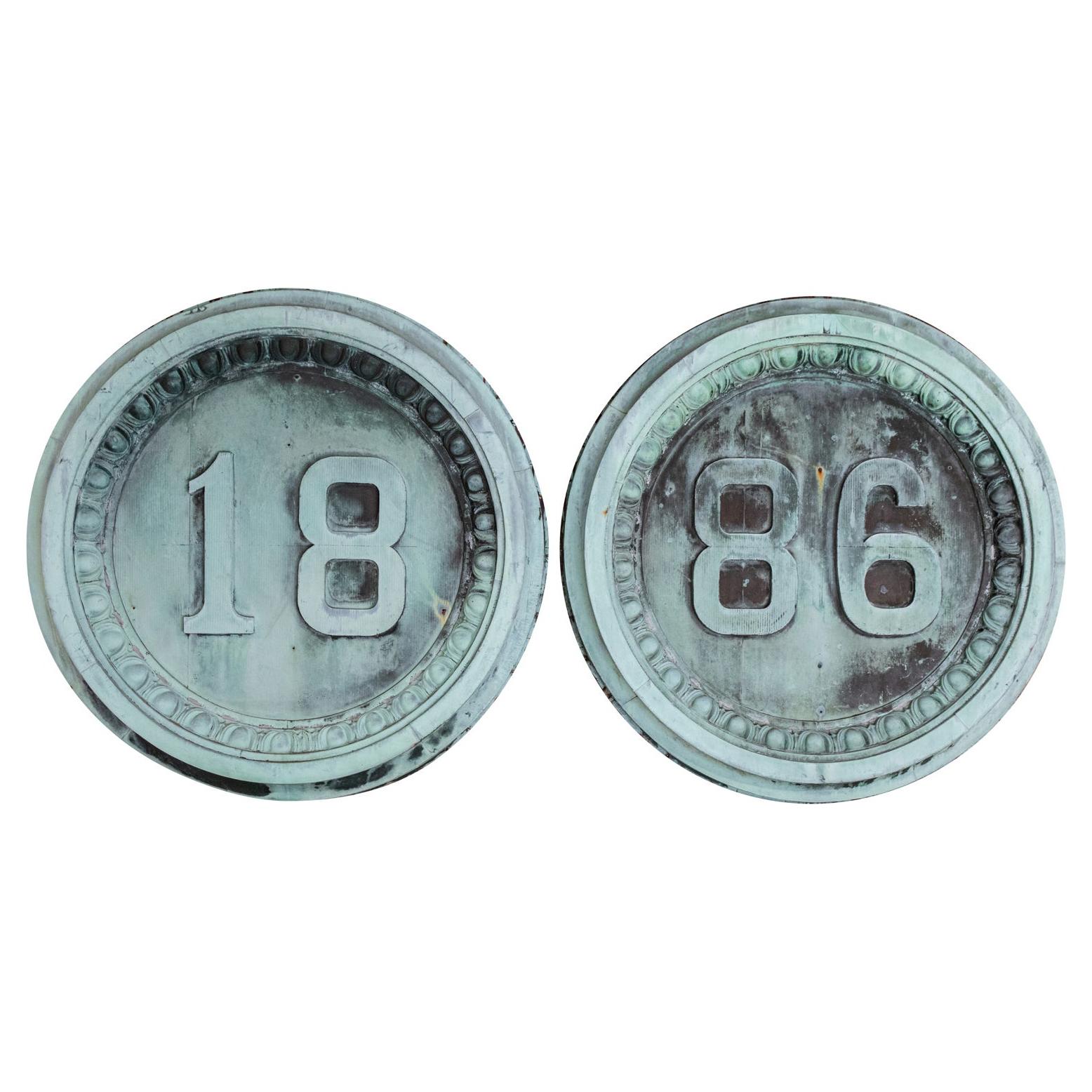 19th Century Copper Architectural Date Markers