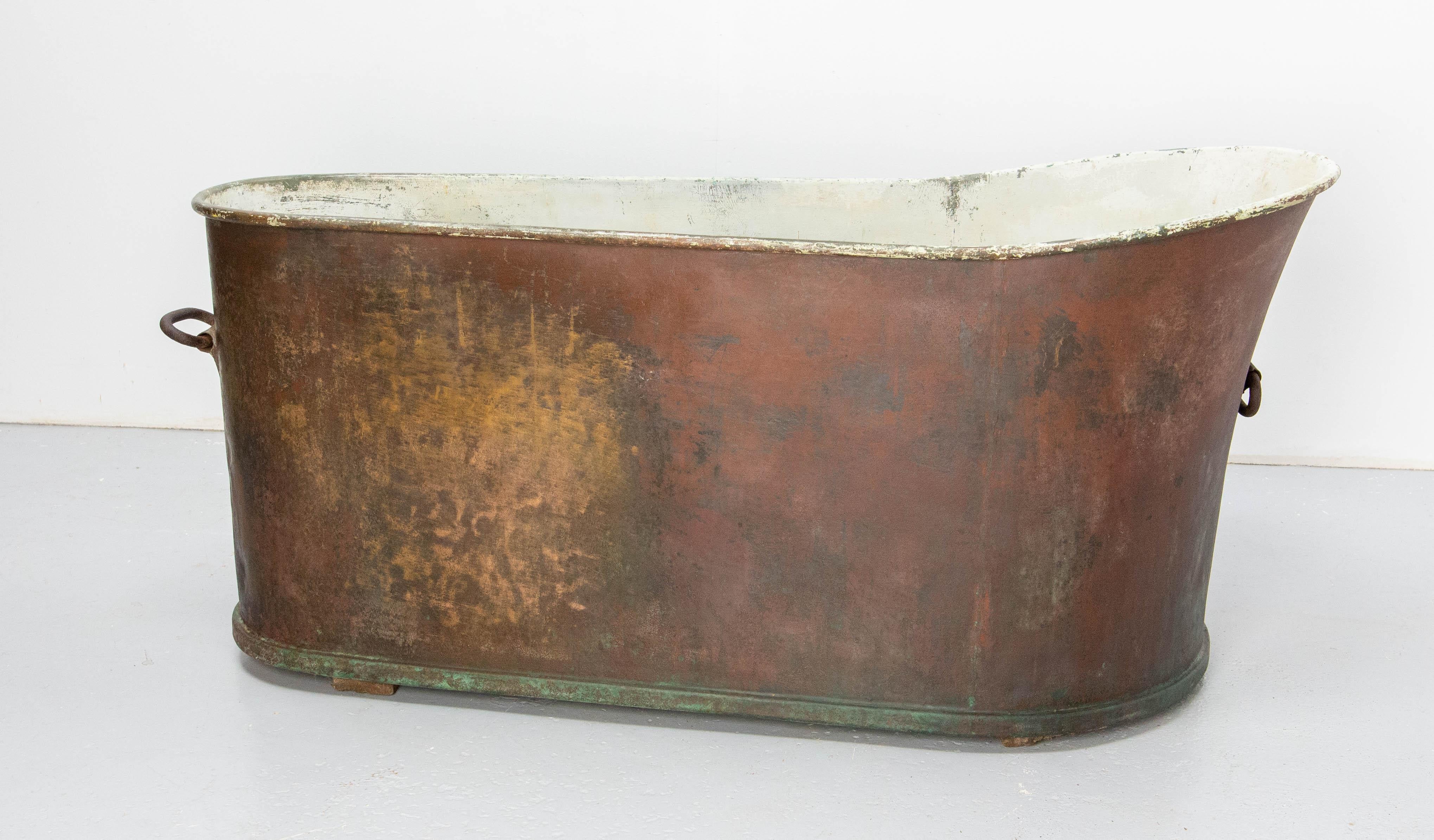 Kupfer-Badwanne aus dem 19. Jahrhundert, Frankreich im Zustand „Gut“ im Angebot in Labrit, Landes