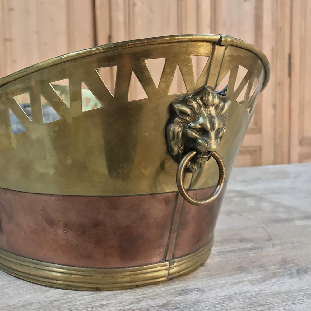 Hand-Crafted 19th Century Copper & Brass Jardiniere For Sale