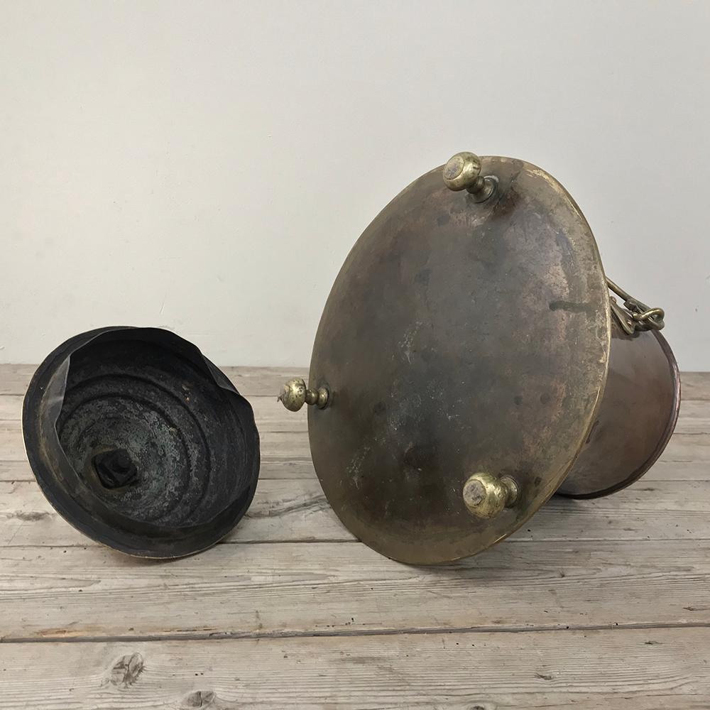 19th Century Copper and Brass Kindling Pot 5