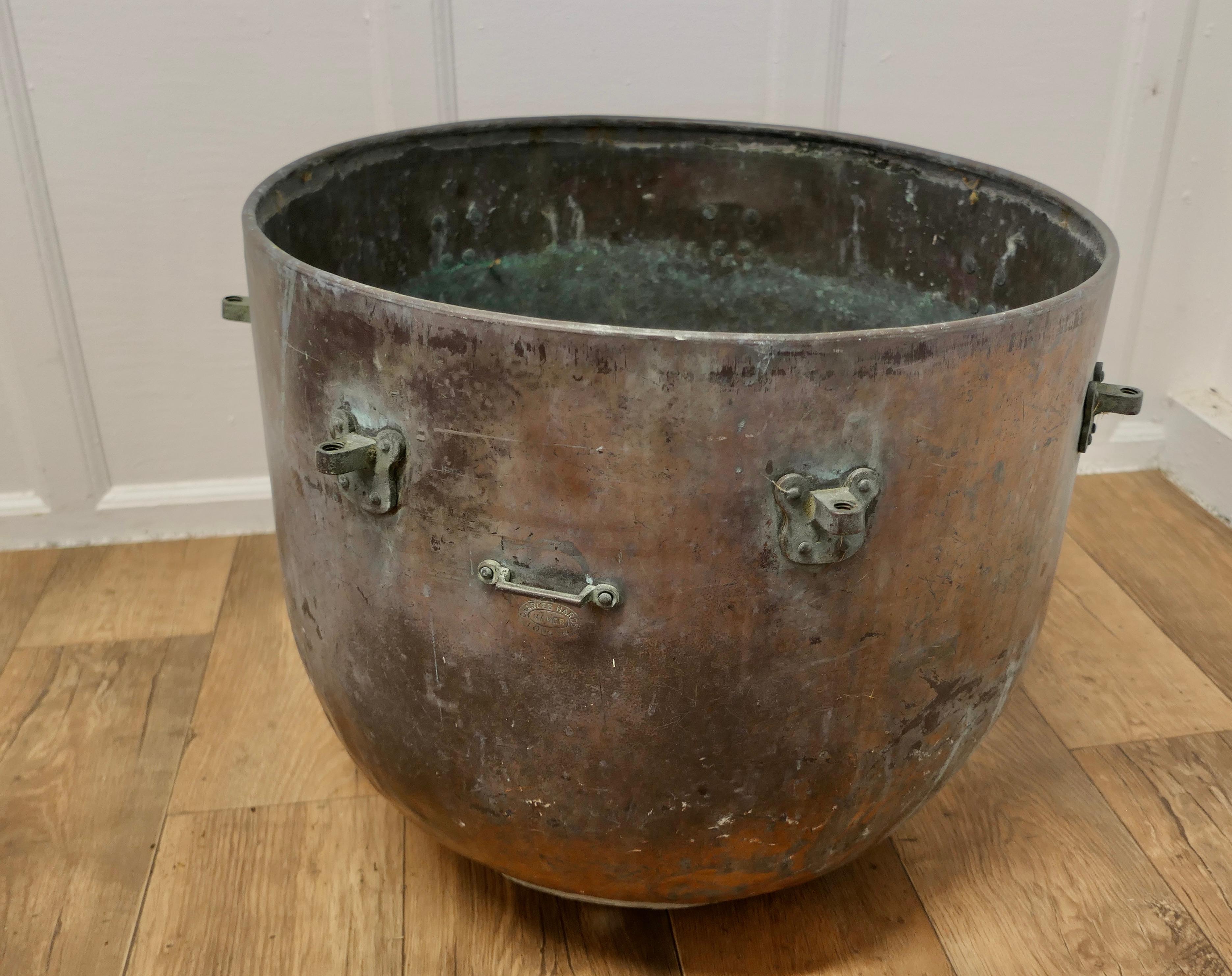 19th Century Copper Cauldron Log Bin or Planter    For Sale 2