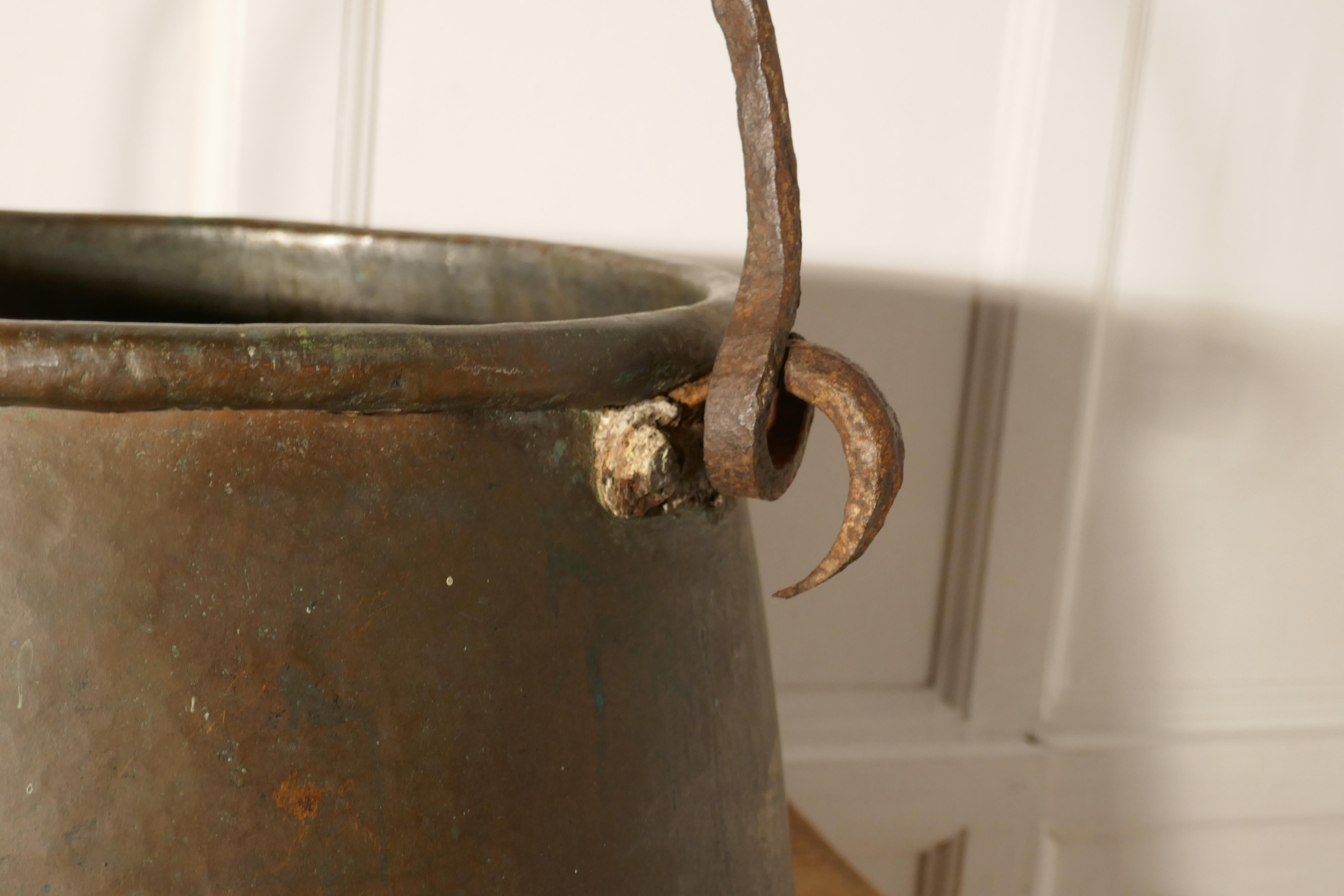 Rustic 19th Century Copper Cauldron or Log Bin