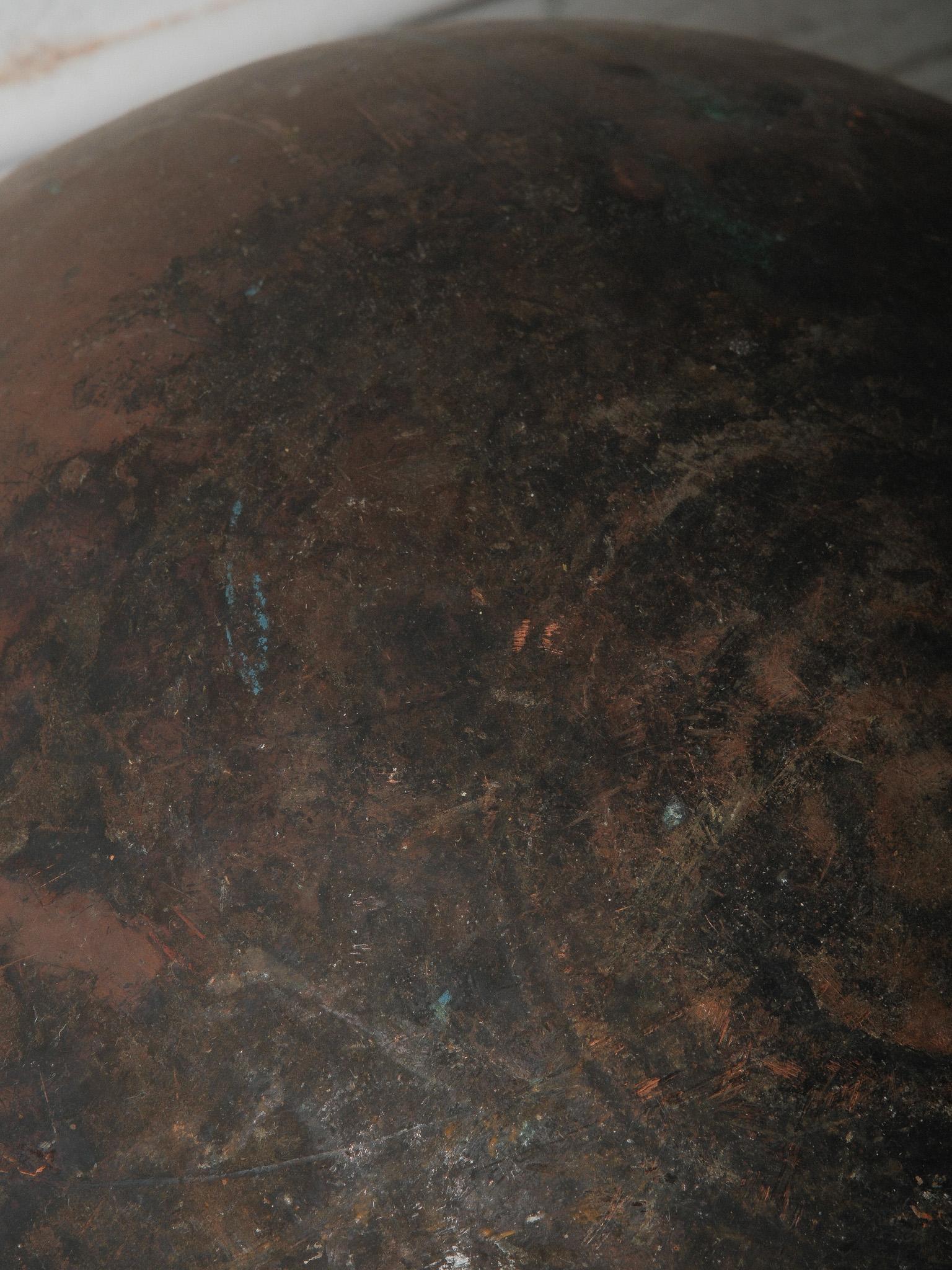 19th Century Copper Cauldron with Riveted Loop Handles For Sale 3