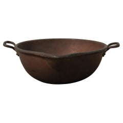 Antique 19th Century Copper Cauldron with Sculpted Handles