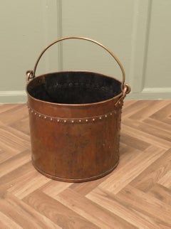 19th Century Copper Coal Bucket   This is a lovely big copper coal bucket