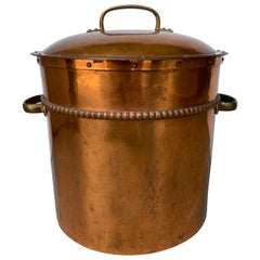 19th Century Copper Coal Or Log Pot with Lid