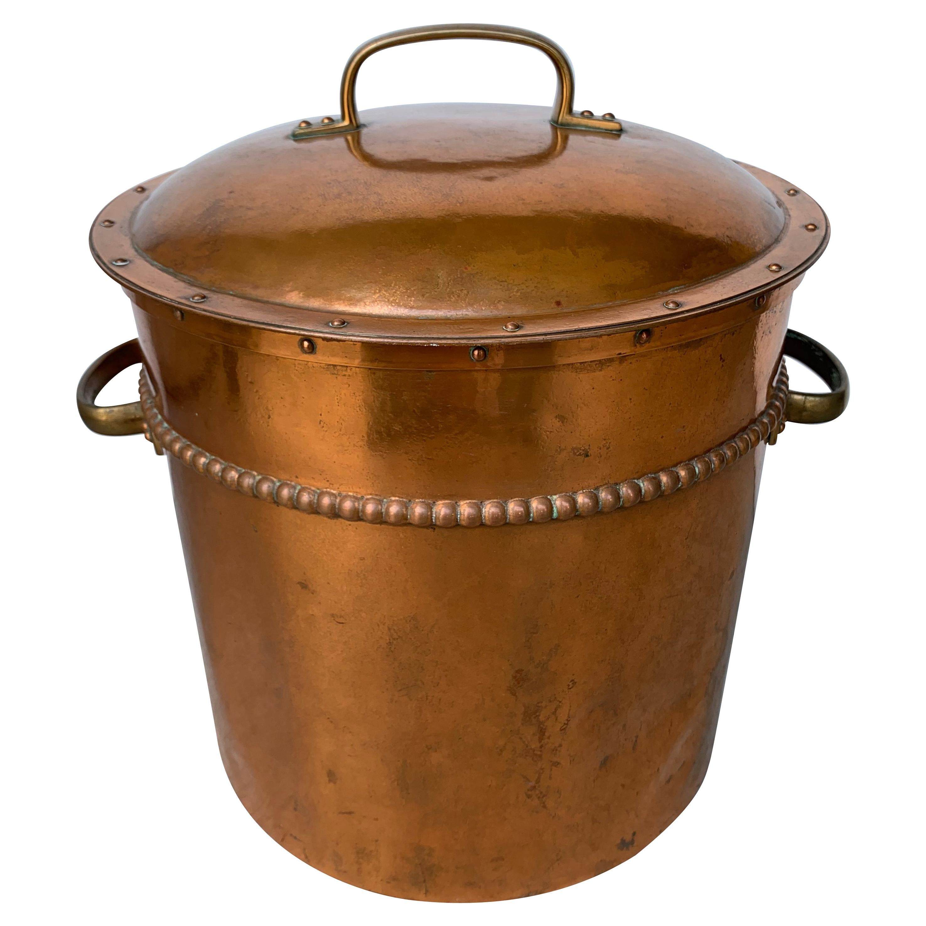 19th Century Copper Coal Or Log Pot with Lid at 1stDibs