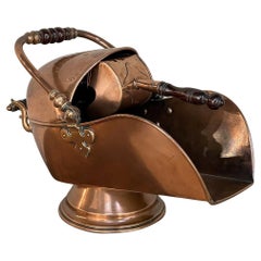 19th Century Copper Coal Scuttle with Scoop