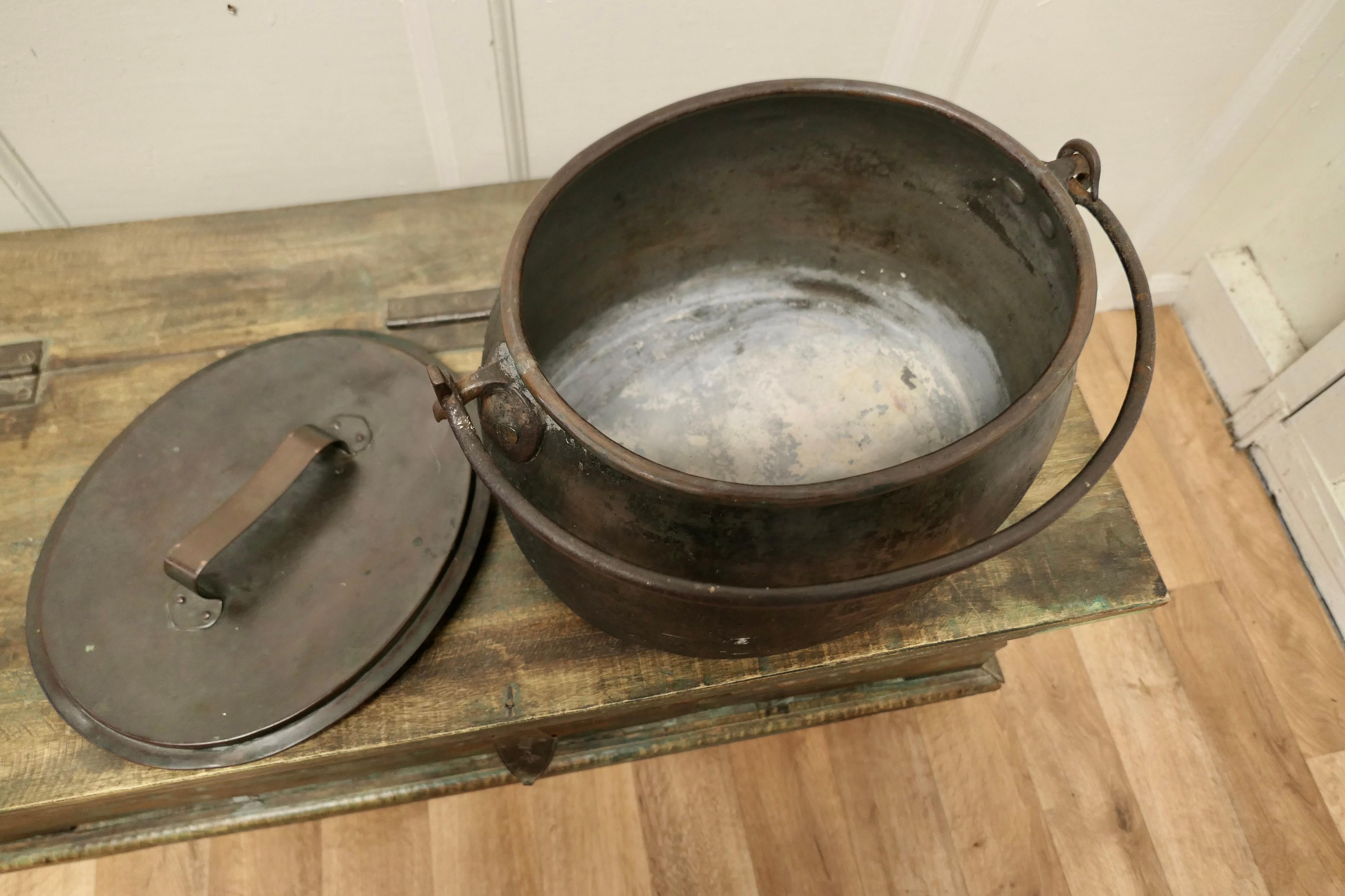 19th Century Copper Cooking Pot Cauldron with Lid 2