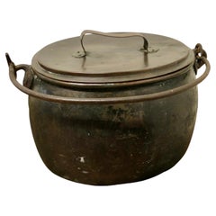 19th Century Copper Cooking Pot Cauldron with Lid