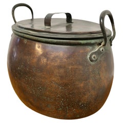 19th Century Copper Cooking Pot, Cauldron with Lid     