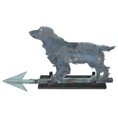 Used 19th Century Copper Dog or Setter Weather Vane on Iron Stand