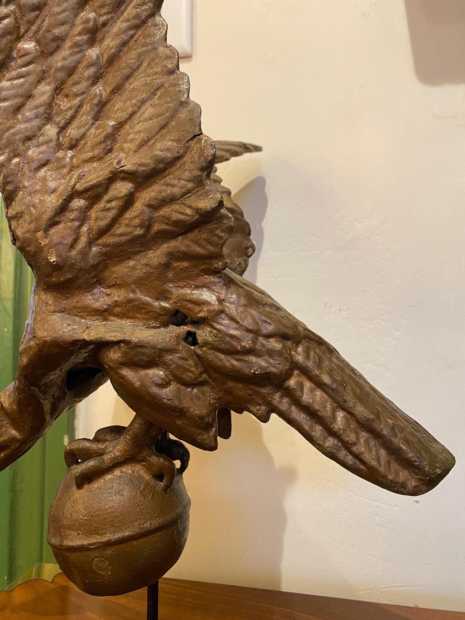 Cast 19th Century Copper Eagle Weather Vane, Likely by Jewell, circa 1860