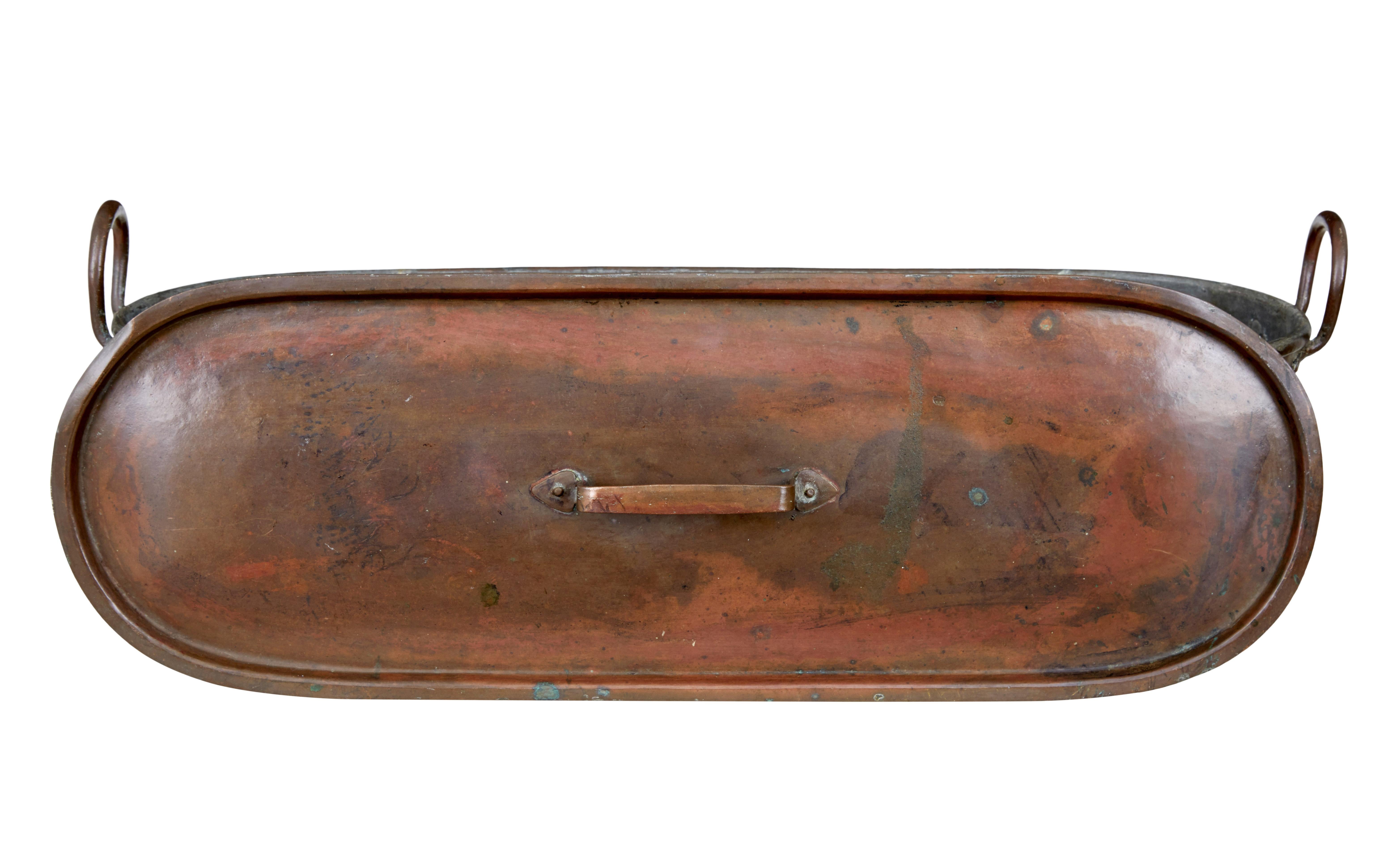 Arts and Crafts 19th Century Copper Fish Kettle