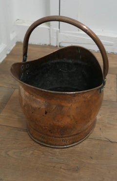 19th Century Copper Helmet Shaped Coal Scuttle