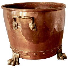 19th Century Copper Log Bin Cauldron