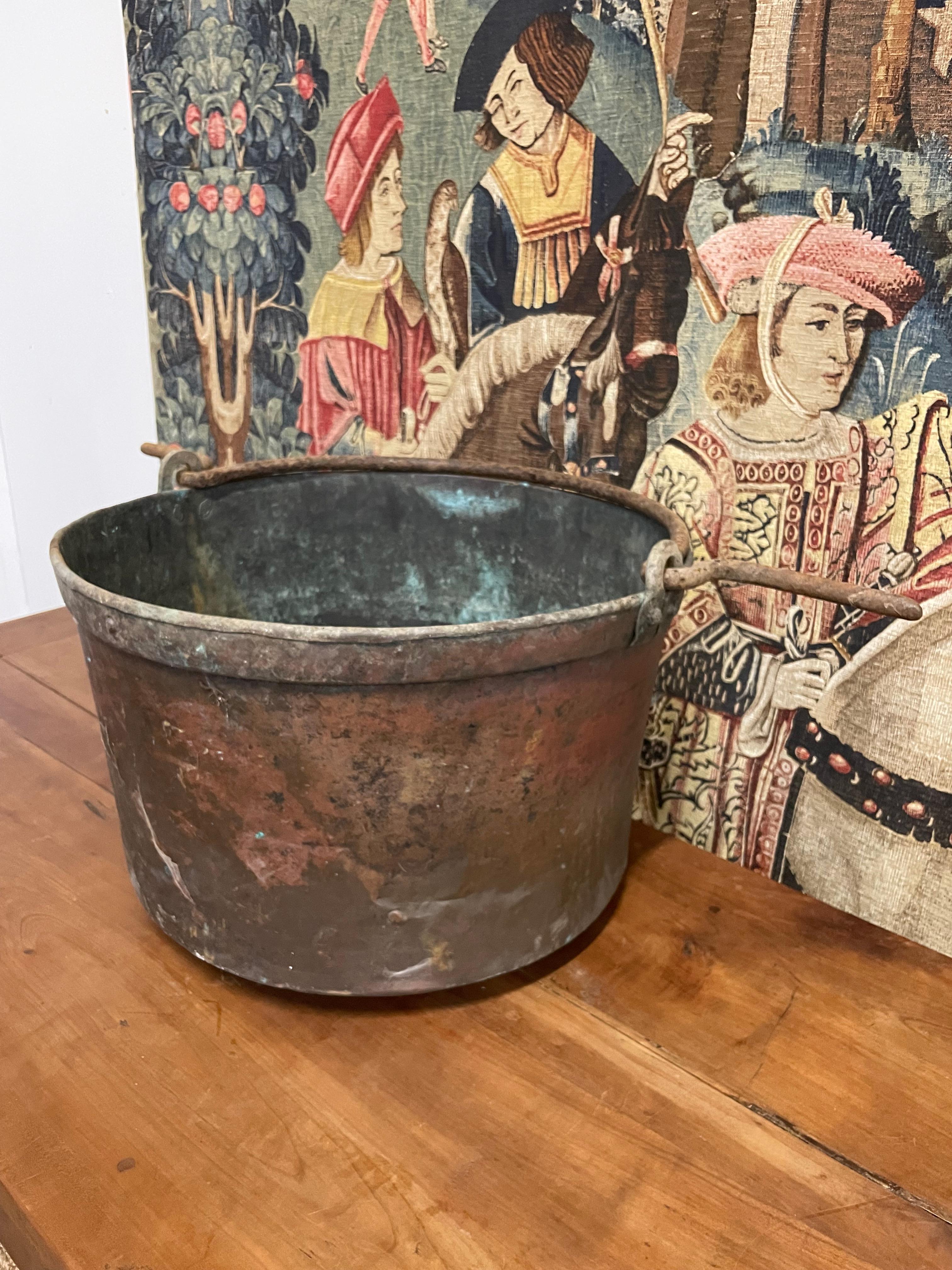 French 19th century copper log bin / garden planter