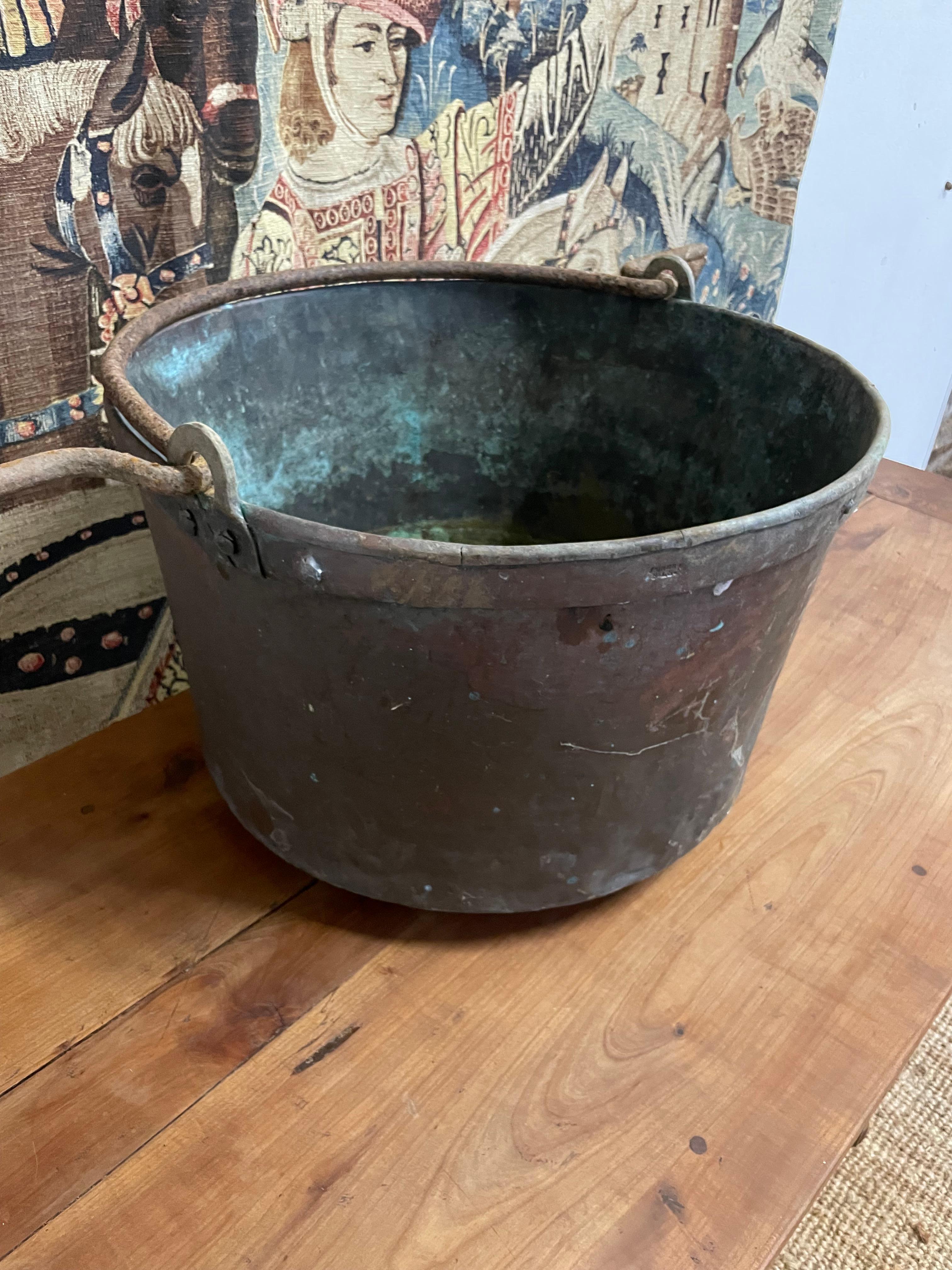 Copper 19th century copper log bin / garden planter