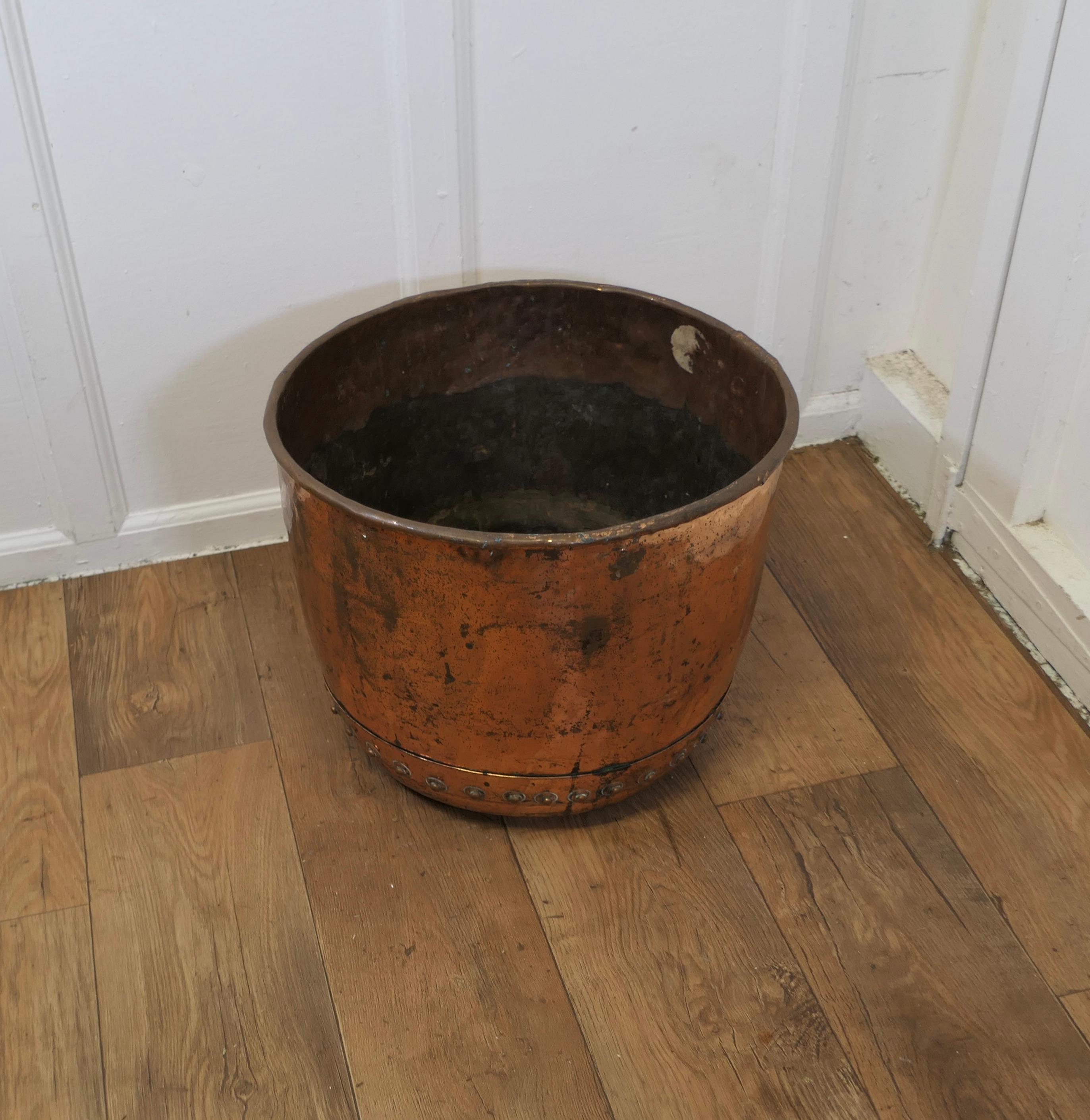 Victorian 19th Century Copper Log Bin or Cauldron Planter    For Sale