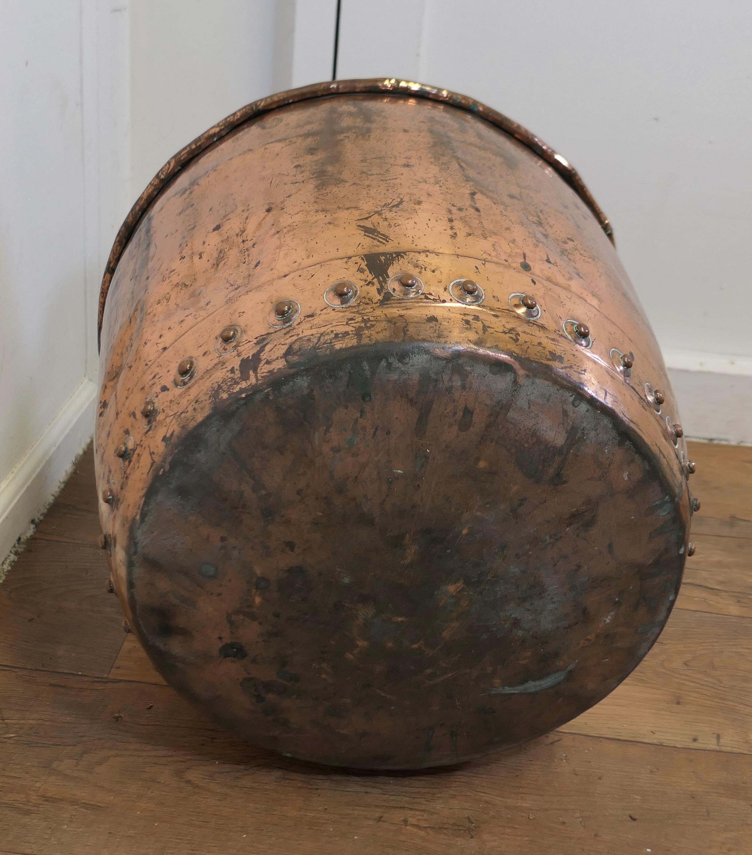 19th Century Copper Log Bin or Cauldron Planter    For Sale 3