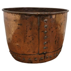 Kupfer Log Bin oder Cauldron-Pflanzgefäß aus dem 19. Jahrhundert   
