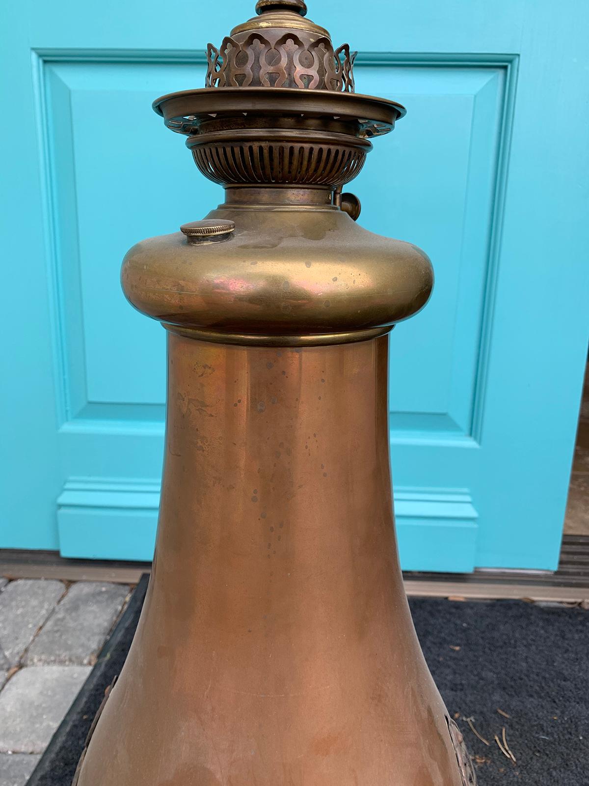 19th Century Copper Oil Lamp 1