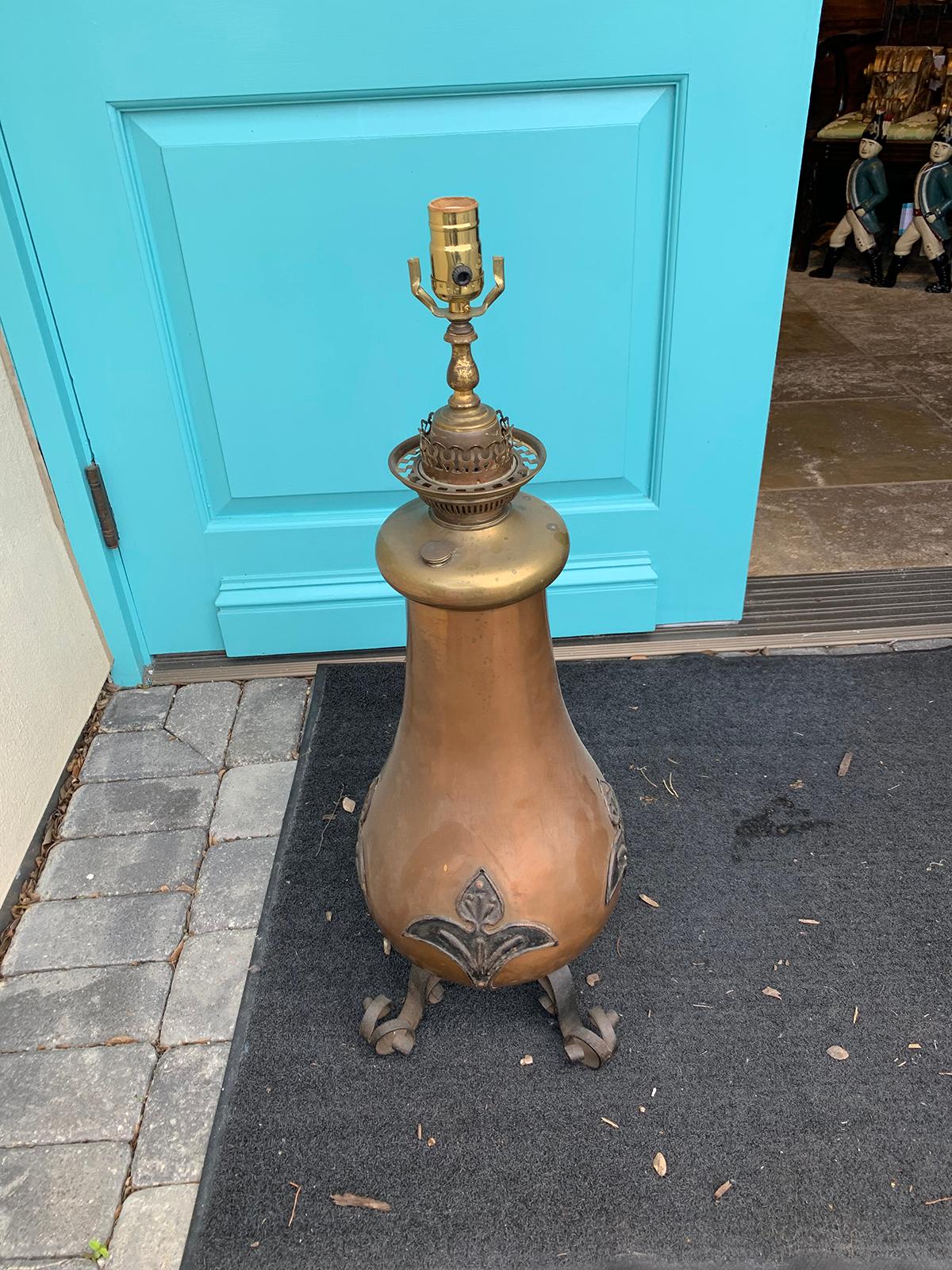 19th Century Copper Oil Lamp 2