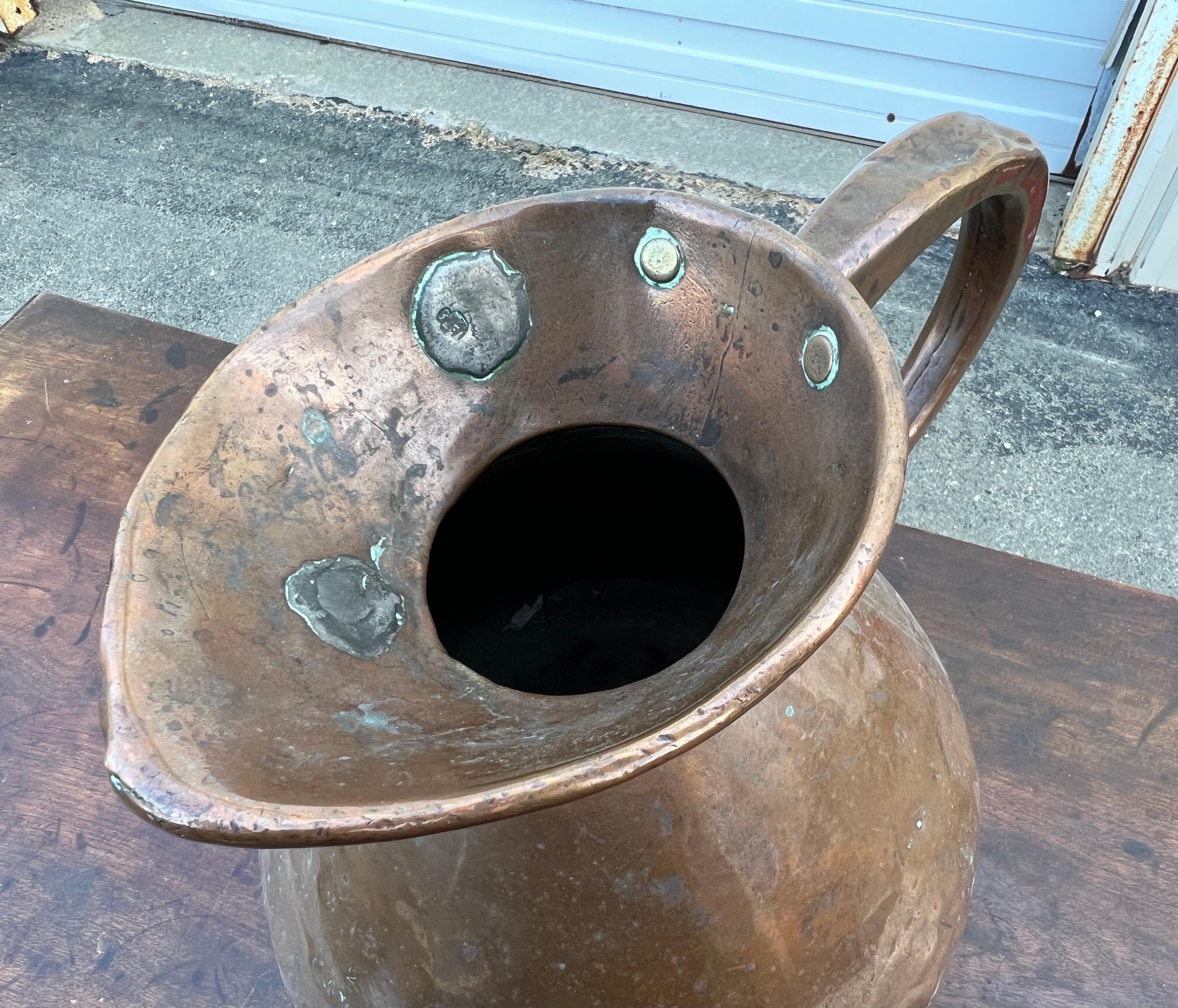19th Century 2 Gallon Copper Pitcher or Measure In Good Condition For Sale In Nantucket, MA