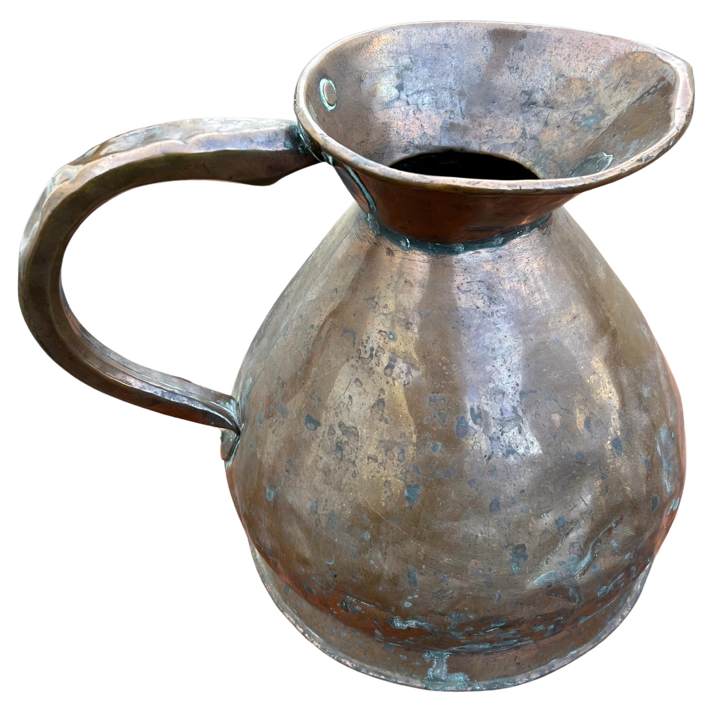 Pichet ou mesure en cuivre de 2 gallons du 19e siècle
