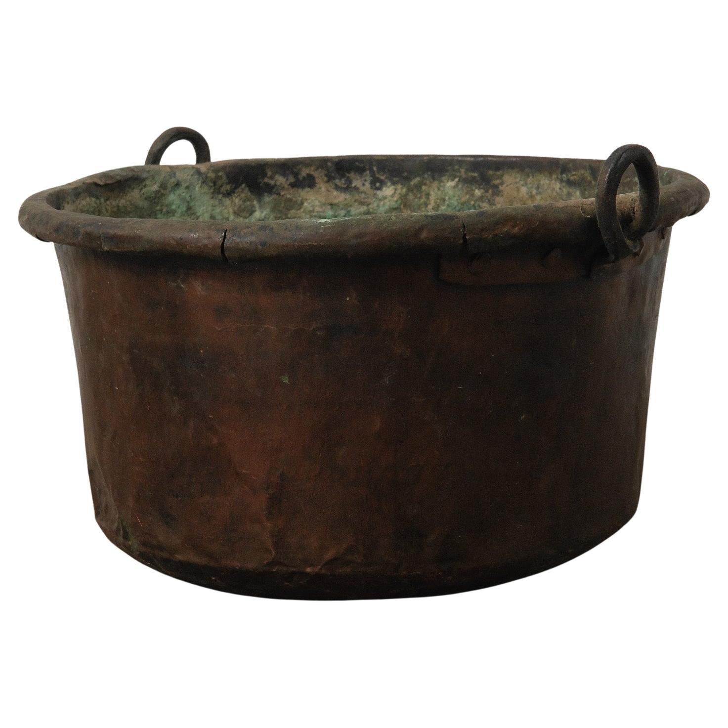 19th Century Copper Pot With Ring Handles