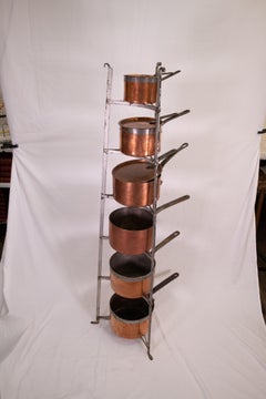 19th  Century Copper Pots on Iron Stand