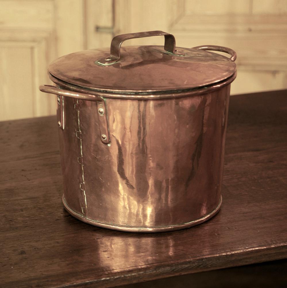 French 19th Century Copper Stock Pot with Lid