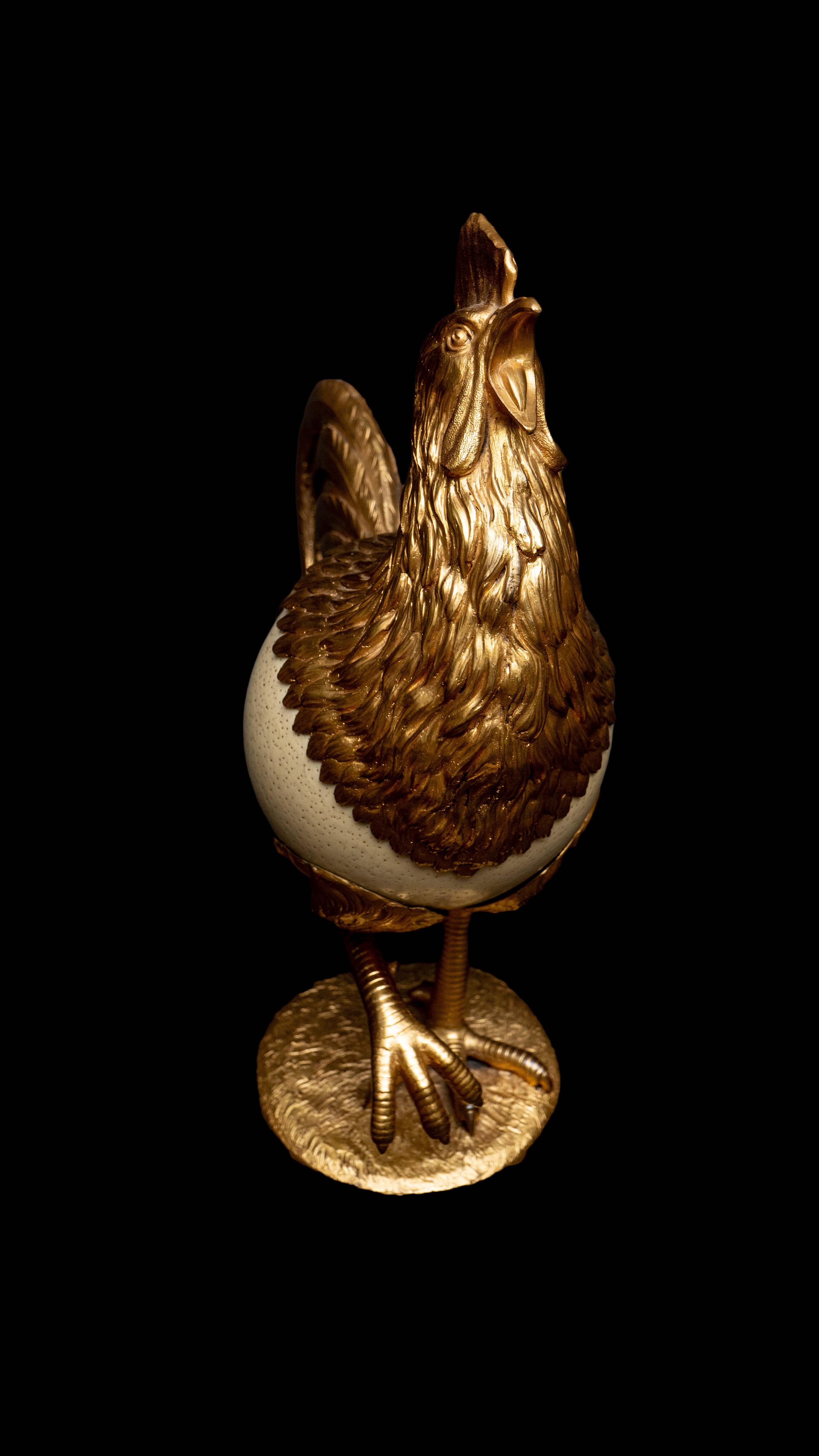 19th Century Coq with an Ostrich Egg Body 1