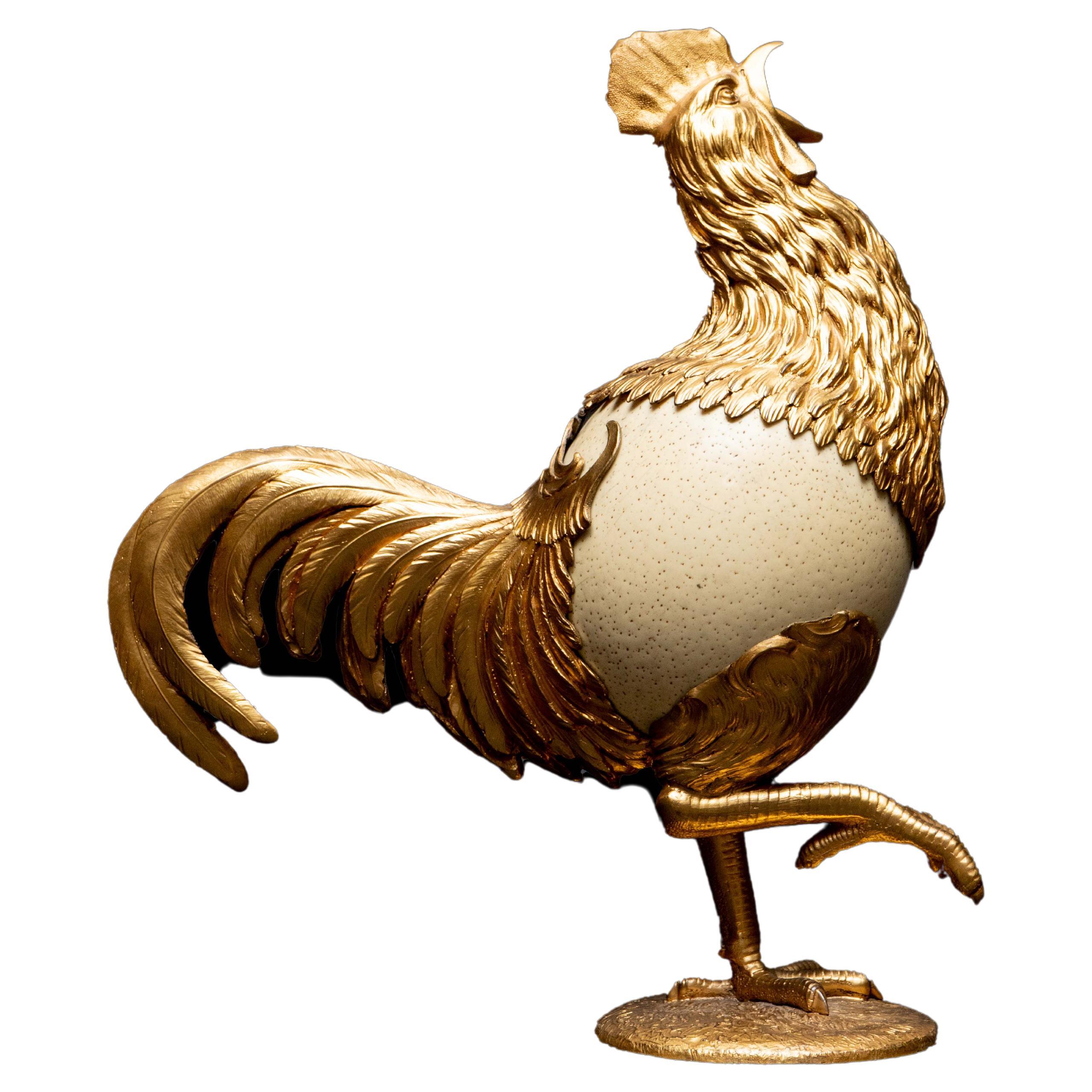 19th Century Coq with an Ostrich Egg Body