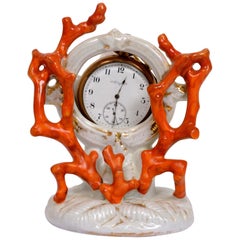 19th Century Coral Decorated Porcelain Watch Holder, circa 1880